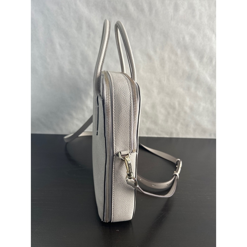 Kate Spade Grey Pebbled Leather Laptop Bag Briefcase Crossbody Messenger Bag - Picture 4 of 12